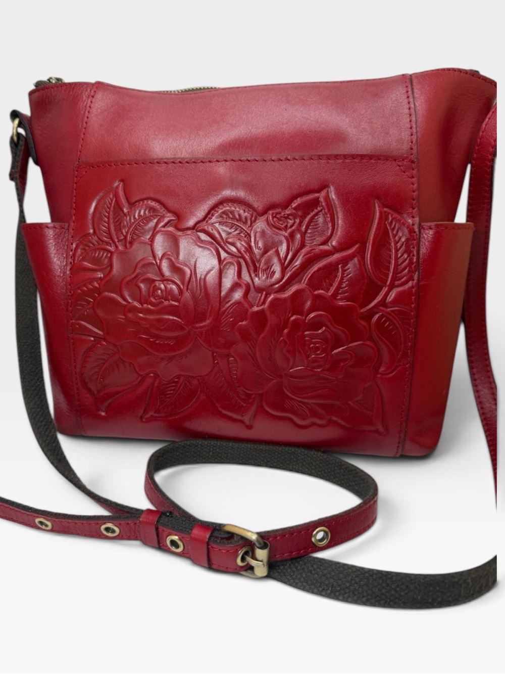 Patricia Nash Aveley crossbody bag crafted from full-grain leather